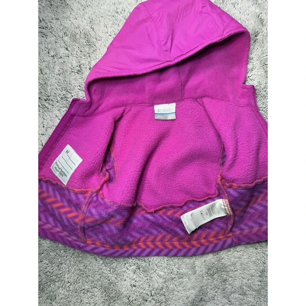 Infant Columbia Jacket Steens Mt Overlay Hooded Fleece 6-12 M Baby Girl Purple